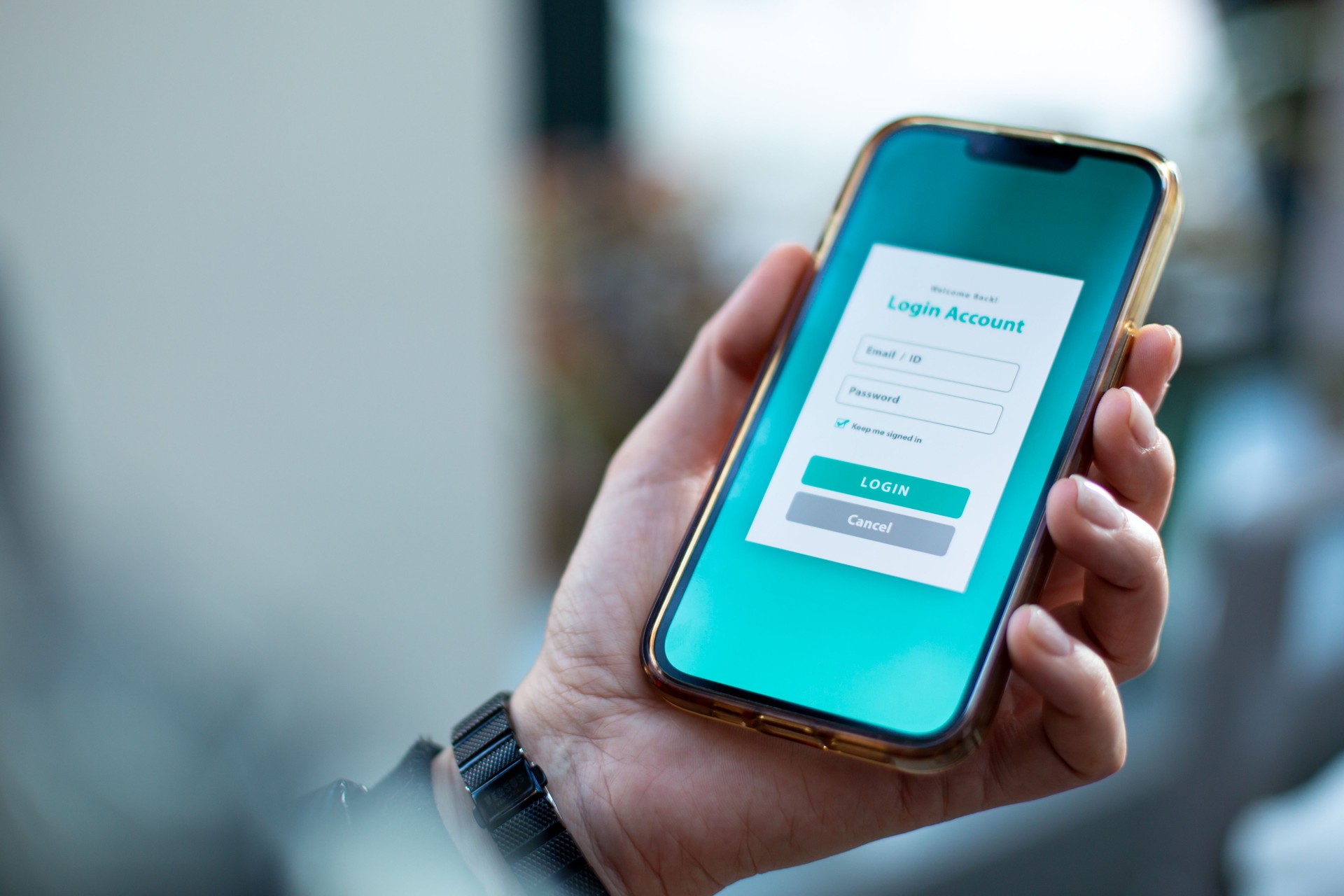 On-Line login account mobile app concept